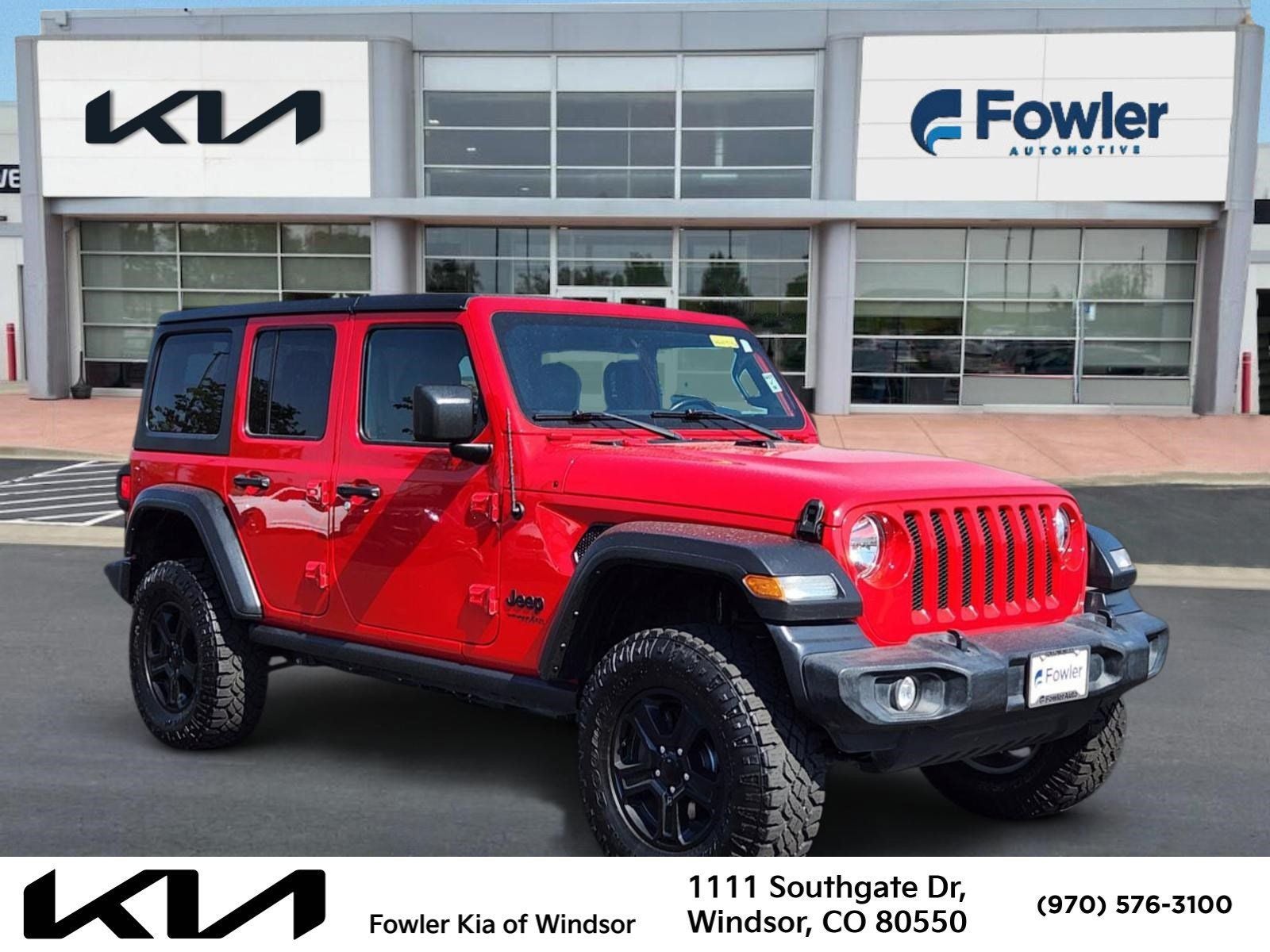 2022 Jeep Wrangler Unlimited Sport S 4WD in Firecracker Red Clearcoat — front three-quarter view