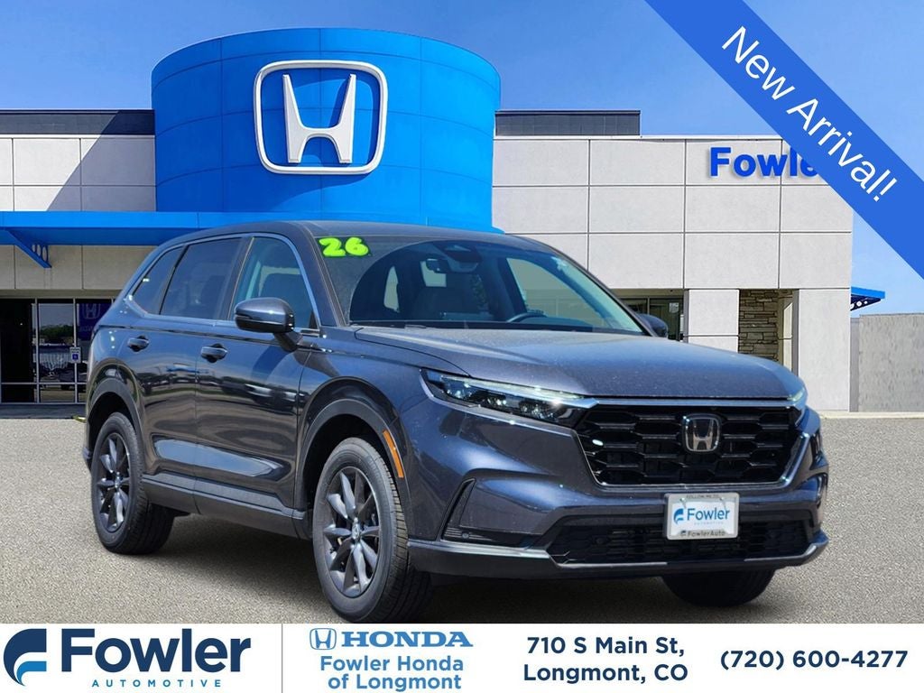 2026 Honda CR-V EX-L in Meteorite Gray Metallic — front three-quarter view