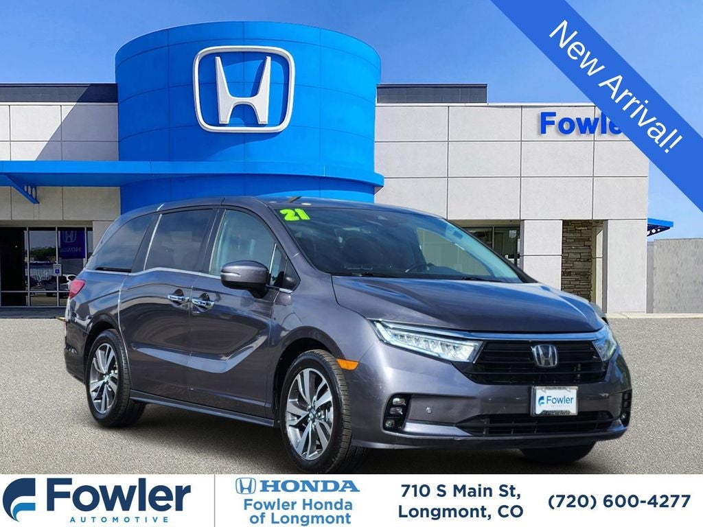 2021 Honda Odyssey Touring in Charcoal — front three-quarter view